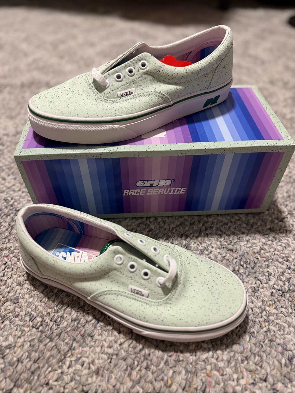 Vans Daniel Ricciardo F1 Driver Women's Mint Green Speckle Canvas Sneakers